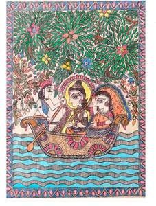 Art mural 3D inspiré du patrimoine, art populaire Madhubani, affiche en soie artisanale de qualité supérieure, peinture artisanale du Bihar pour la décoration intérieure 2500 - Product Image 2