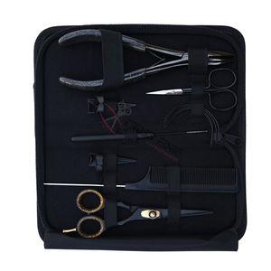 Kit d'outils pour extensions capillaires : Pince à micro-perles plates 7-en-1, Ciseaux à fil, Crochet de tirage, Peigne à queue, Accessoires pour doigts et coiffeur - Product Image 1