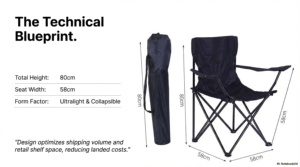 Silla Plegable de Acero Inoxidable con Portavasos y Reposabrazos, Ideal para Playa o Camping, con Bolsa de Transporte - Product Image 5