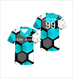 Maillot de baseball personnalisé sublimé pour hommes, col en V, manches courtes, imprimé géométrique, évacuation de l'humidité, uniformes d'équipe toutes saisons - Product Image 1