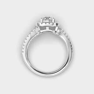 Bague de fiançailles en or blanc avec diamant rond taille brillant, sertissage pavé, bijoux fins classiques pour femme - Product Image 4