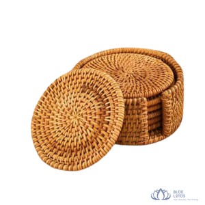 Sous-verre en rotin bleu lotus, tissé à la main, écologique, isolant thermique, non imperméable, pour intérieur/extérieur, parmi les plus vendus - Product Image 1