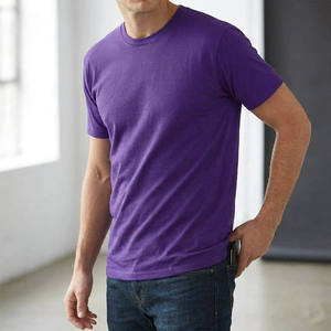 Camiseta de manga corta para hombre, color morado sólido, cuello redondo, corte regular, 100% algodón jersey, estilo casual. - Product Image 2