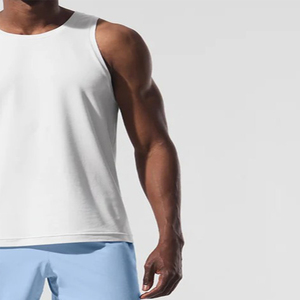 Débardeur côtelé pour homme de qualité supérieure, personnalisable avec logo, vente en gros, anti-humidité, respirant et écologique, tricoté blanc sans manches - Product Image 5