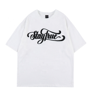 T-shirts personnalisés en jersey 100% coton surdimensionnés avec logo imprimé sur écran, col rond, respirants, grandes tailles, t-shirts d'été personnalisés pour hommes - Product Image 3