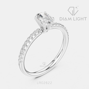 Bague de fiançailles en or blanc 14 carats avec diamant de laboratoire certifié IGI, taille ovale 0,46 carat, bijoux fins - Product Image 2
