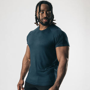<b>Mens</b> Charcoal Dark Grey Heather Plain Slim Fit Crew Neck Short Sleeve Athletic Cotton Raglan Casual Summer Fashion Top Custom - Product Image 3