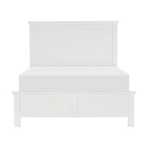 Letto matrimoniale in stile transizionale con finitura bianca, 1 pezzo, mobile da camera in legno. - Product Image 2