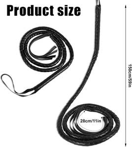 Fouet en cuir véritable tressé à 8 brins, long de 8 pieds, robuste, fait main, en cuir noir, pour l'entraînement de tir en extérieur - Product Image 2