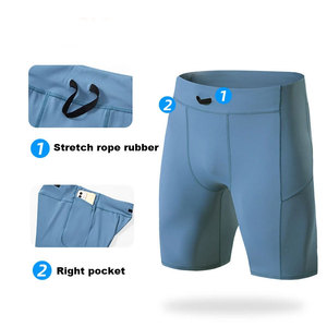 Shorts de compression pour hommes, taille haute, élastiques, avec cordon de serrage, poche droite, séchage rapide, pour le sport et l'entraînement - Product Image 1