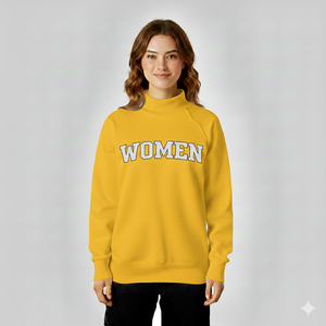 Pull à col montant jaune pour femme, doux et confortable, intérieur brossé épais, vêtements d'automne, service OEM ODM - Product Image 1