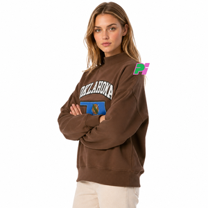 Sudadera Oversize con Cuello Alto y Letras Aplicadas, Diseño Personalizado con Mapa de OKLAHOMA, 100% Algodón Felpa, Estilo Urbano, Ecológica - Product Image 4