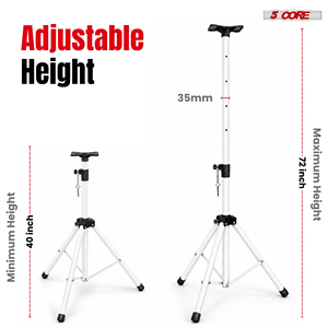 5 Core Metal Heavy Duty Adjustable 72" <b>Speaker</b> Stand Tripod with Universal Mount for PA <b>DJ</b> Studio Use Includes Bag - Product Image 2