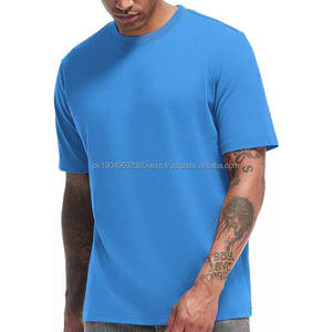 T-shirt à col rond pour homme, poids lourd, coton de qualité supérieure, vêtements pour homme, couleur bleue, respirant, style urbain, vêtements d'été - Product Image 1