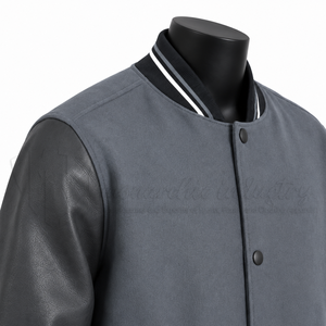 Chaqueta Varsity de Cuero PU para Hombre, Color Sólido, Cuello Camisero, Corte Regular, Estilo Casual Otoñal, Cierre de Botones de Una Sola Fila - Product Image 6