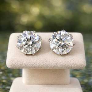 Hot Selling 3CT Round Cut Moissanite Stud <b>Earrings</b> For Women's 925 <b>Silver</b> Fine Trendy Party Jewelry For Wedding Bride - Product Image 1