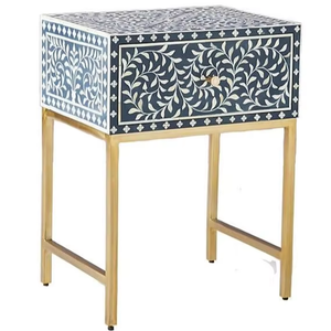 Mesa de Noche y Gabinete de Lujo con Incrustaciones de Hueso, Artesanía Contemporánea Tradicional Personalizada, para Sala de Estar, de la India - Product Image 6