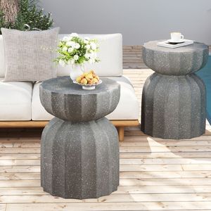 Set di Tavolini da Esterno e Interno in Cemento MgO da 13 Pollici, Design Moderno e Resistente, Tavolino da Caffè Impermeabile per Patio e Giardino - Product Image 2