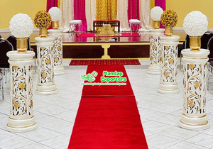 Pilares Clásicos Dorados para Pasillo de Boda, Pilares de Madera para Entrada de Salón, Pasillo para Banquete de Boda Estilo Occidental - Product Image 4