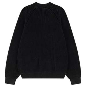 Chaqueta Bomber de Punto Acanalado Negra Lavada para Hombre, Chaqueta Bomber Casual con Cremallera, Puños y Dobladillo Acanalados, Chaqueta de Moda - Product Image 2