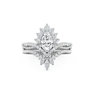 Anillo de compromiso de diamantes con diamantes marquise y redondos en los laterales, diseño ornamental en oro rosa, oro blanco, oro amarillo, elegante - Product Image 3