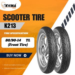 Prix de gros KUMA K213 80/90-14 Caoutchouc naturel + Nylon Durable Nouvelle carcasse de pneu de moto 20000KM Garantie 12 mois Noir - Product Image 2