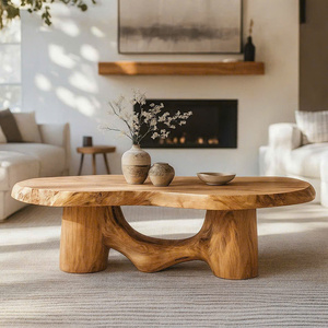 Luxali Farmhouse Solid Wood Modern <b>Coffee</b> <b>Table</b> Natural Wood Handmade Living Room Decor Accent <b>Table</b> Home Furniture Wooden - Product Image 1