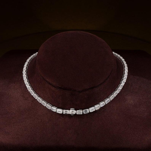 Collar de tenis con moissanita estilo baguette, joyería de plata brillante con diseño de diamante, elegante y atemporal para mujeres y hombres. - Product Image 3