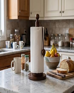 Porte-serviettes en papier sur pied en bois avec bras rotatif à 360° pour cuisine, support à serviettes de cuisine moderne et amovible - Product Image 1