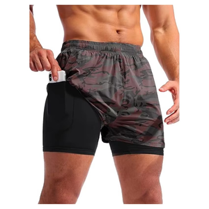 Shorts de sport professionnels pour hommes avec short intérieur moulant à séchage rapide, fournisseur en gros de shorts imprimés - Product Image 1