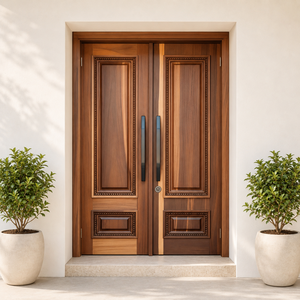 Puerta de Entrada GA-47S Golden Aero Malaysia, Diseño Escandinavo Curvo para Exteriores, Núcleo de Madera Sólida, Apertura Manual para Apartamentos - Product Image 1