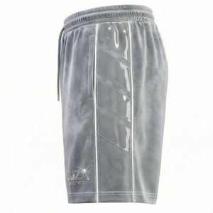 Shorts de sport unisexe en velours avec logo cristal, style streetwear décontracté, été, USA Europe, Maluza, taille élastique unie, coupe régulière, Elite - Product Image 4