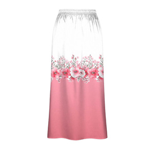 Jupe longue élégante pour femmes, imprimé floral, satin, taille haute, taille élastique, décontractée, toutes saisons, tissu doux, impression numérique, 100% soie - Product Image 3