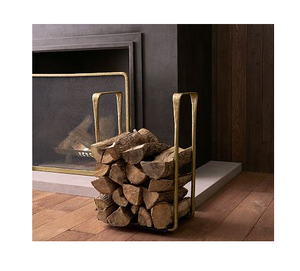 Brass Firewood Rack Fireplace Accessories Brass Fireplace <b>Log</b> Basket Rack Customized Size Square Brass Firewood <b>Holder</b> - Product Image 3