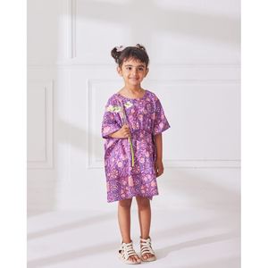 KAFTAN LAVANDA DE NIÑO ESTAMPADO DE RAYÓN DE TENDENCIA - Product Image 1