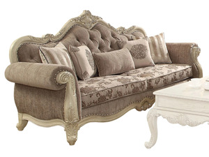 Royal Luxury Solid Teak Wood Chesterfield <b>Sofa</b> Set Midcentury Modern 6 Seater Carved Fabric Coffee <b>Side</b> <b>Table</b> Living Room - Product Image 3