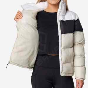 Warm padded puffer jacket womens regular size <b>quilted</b> coat long sleeve winter outerwear zip up lightweight inner - Product Image 4