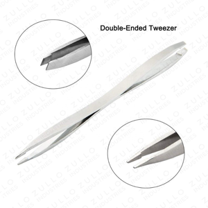 Professional Stainless Steel Double Ended Eyebrow Tweezers Slanted and Pointed Tip Precision Beauty <b>Tool</b> - Product Image 2