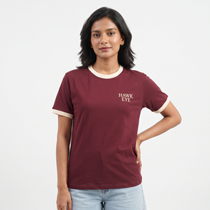 T-shirt court en coton à manches courtes pour femme, bicolore contrastant, personnalisable, vente en gros - Product Image 6