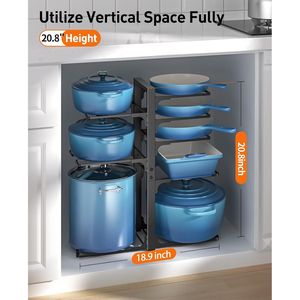 Organizzatore per Pentole e Padelle a 8 Livelli Regolabili, Capacità 120 LBS, Altezza 20,8 Pollici, per Armadietti da Cucina - Product Image 5
