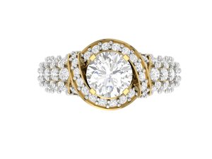 แหวนหมั้นเพชรทรงรี 1.5 กะรัต เพชรเลี้ยงในห้องปฏิบัติการ ทองคำแท้ 14k 18k  ประดับเพชรแบบสามแถว  งานจิวเวลรี่ชั้นดีสำหรับงานแต่งงาน - Product Image 1