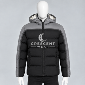 Veste matelassée à capuche pour homme, couleur unie, coupe-vent, fermeture éclair, hiver, décontractée, coupe régulière, rembourrage épais en polyester - Product Image 1