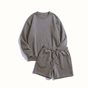 Ensemble 2 pièces surdimensionné pour femme : sweat-shirt et short, col rond, coupe ample, couleur unie, en molleton, tenue décontractée pour le printemps et l'été - Product Image 6