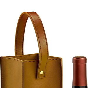 Porte-bouteille de vin en cuir bordeaux, pliable, réutilisable, fait main, résistant à l'eau, cadeau pour pique-nique ou fête - Product Image 4