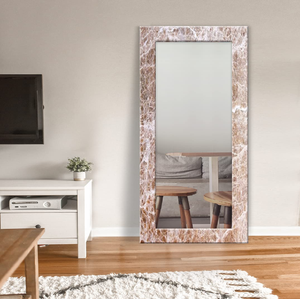 An exquisite, wide dresser <b>mirror</b> featuring a charming, gently arched top and detailed accents available at wholesale prices. - Product Image 6