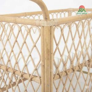 Cuna de ratán Nhat Minh con acabado natural, diseño rústico para bebés de 0 a 3 años, muebles para dormitorio infantil - Product Image 3