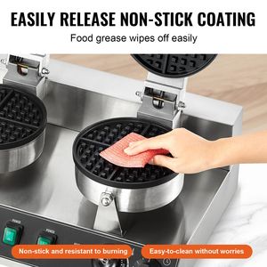 Gaufrier professionnel double face 2460W en acier inoxydable antiadhésif à température contrôlée pour la cuisson des gaufres - Product Image 4