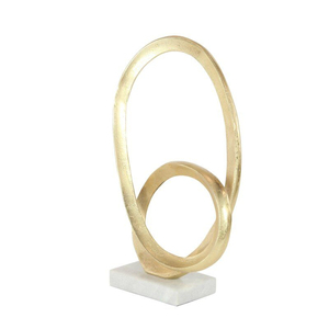 Escultura de Anillo de Metal Martillado Contemporánea con Base, Acabado Plateado Artístico, Centro de Mesa, Decoración para el Hogar u Oficina - Product Image 5