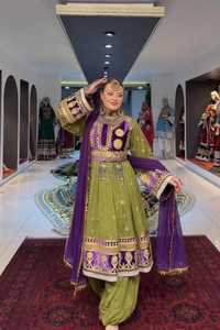 New Afghan Vintage Dresses Top Selling Georgette Chiffon Afghani Frock in Custom Colors with Lace Decoration For Wedding Party - Product Image 5