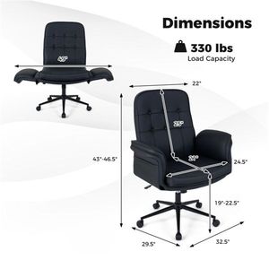 Sedia da Ufficio Girevole in Pelle Antigraffio con Braccioli Regolabili a 5 Posizioni e Tasche Laterali - Product Image 3